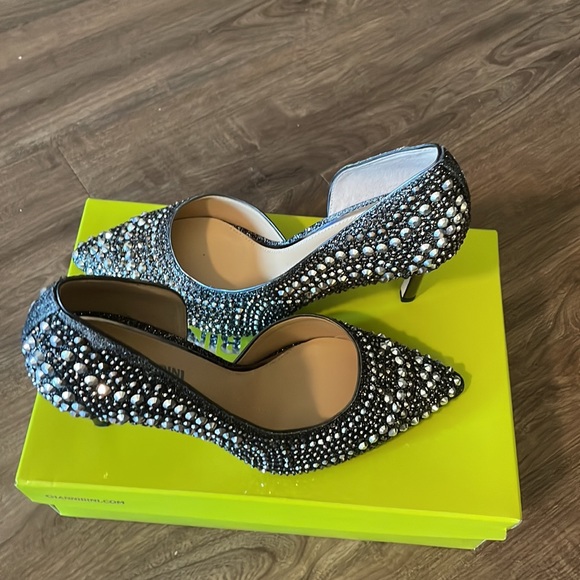 Gianni Bini Mariah Black and Silver Jeweled stiletto heel size 8.5 LIKE NEW - Picture 10 of 12